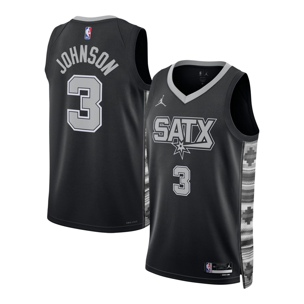 San Antonio Spurs unisex san antonio spurs keldon johnson jordan brand black swingman jersey – statement edition Collection | Official Spurs Store