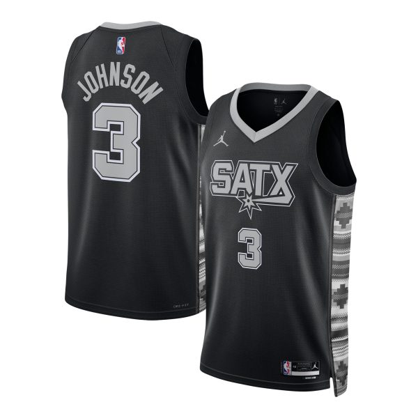 San Antonio Spurs unisex san antonio spurs keldon johnson jordan brand black swingman jersey – statement edition Collection | Official Spurs Store