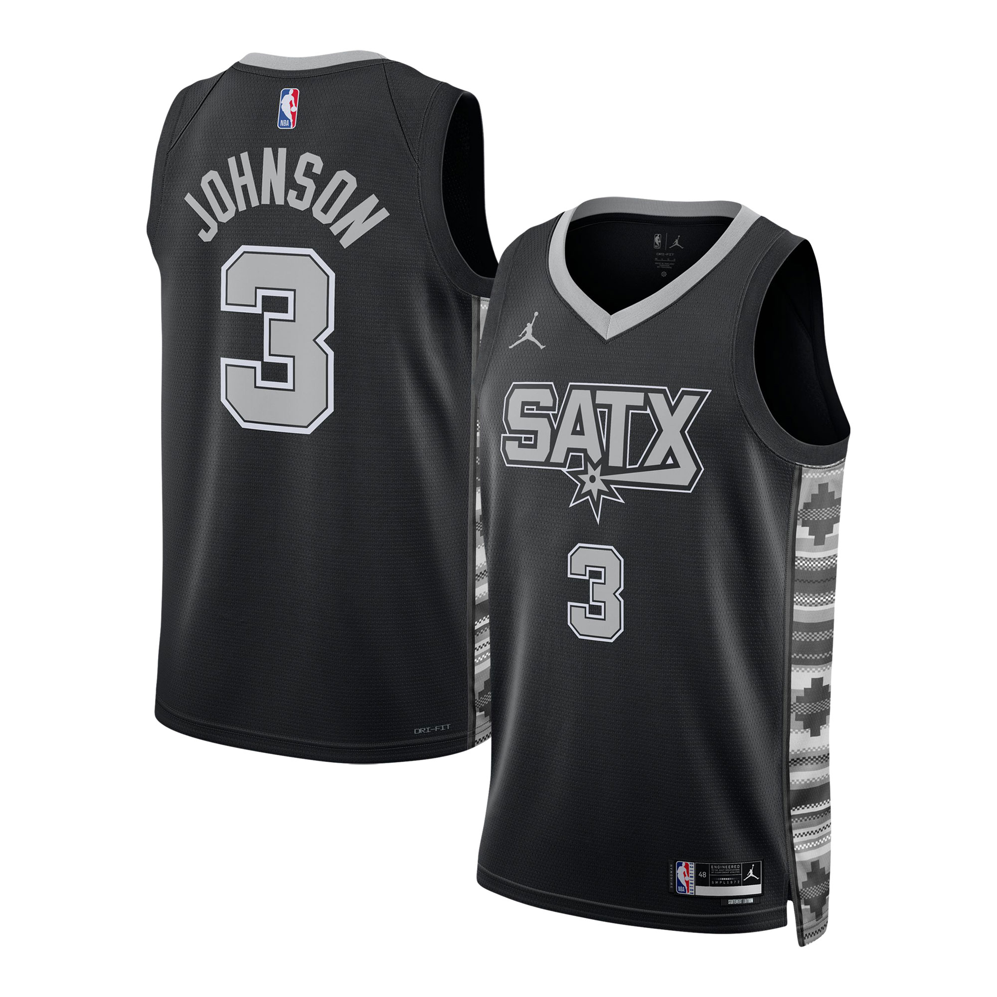 San Antonio Spurs unisex san antonio spurs keldon johnson jordan brand black swingman jersey – statement edition Collection | Official Spurs Store