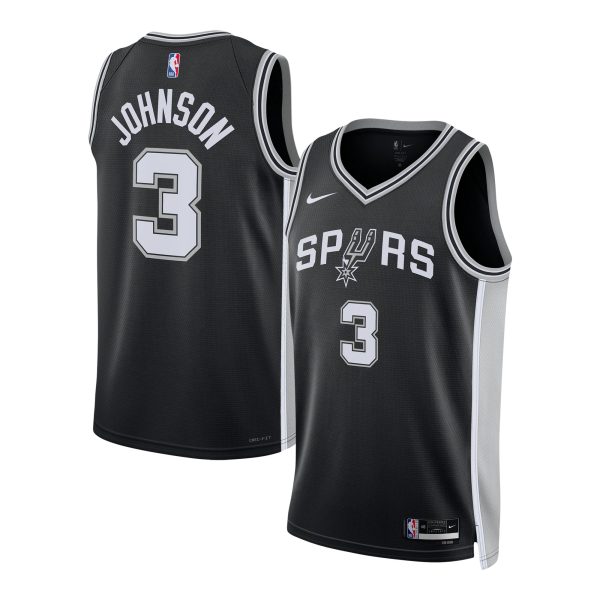 San Antonio Spurs unisex san antonio spurs keldon johnson nike black swingman jersey – icon edition Collection | Official Spurs Store