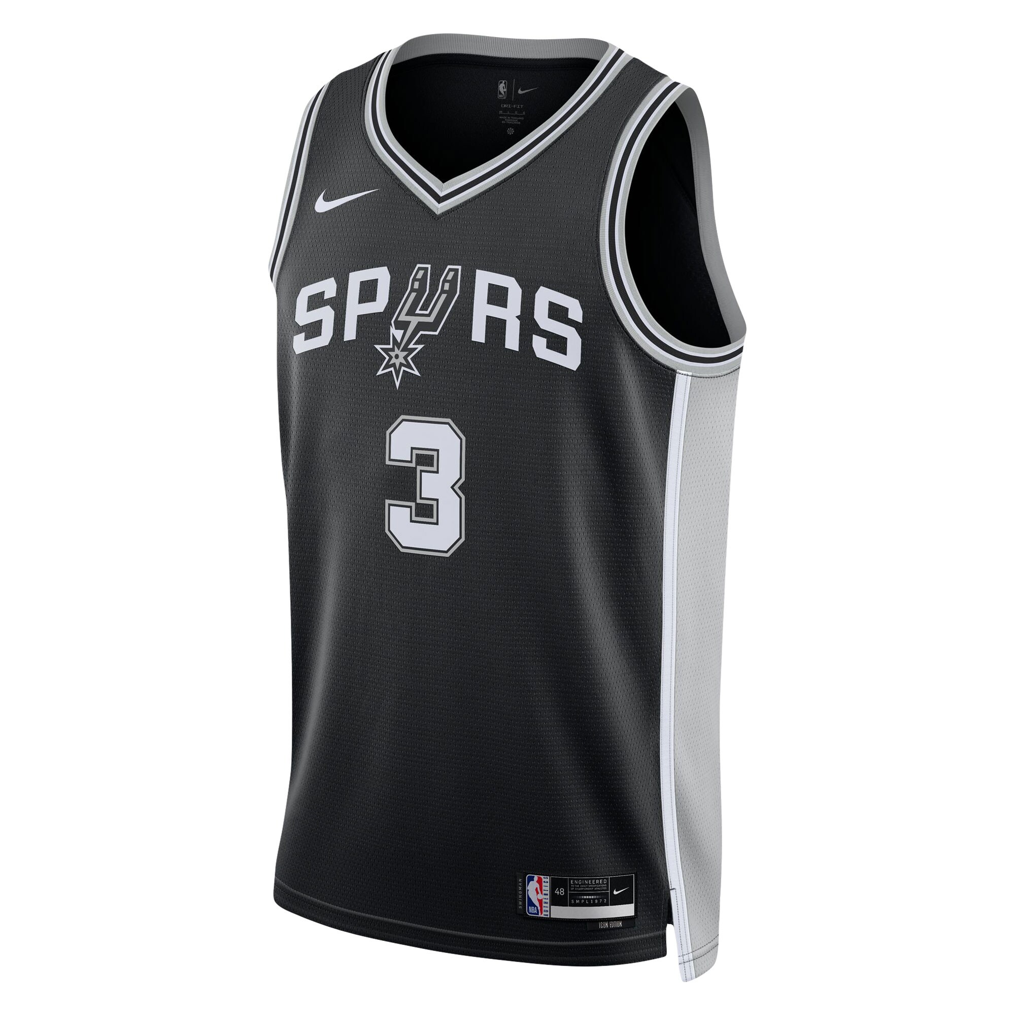San Antonio Spurs unisex san antonio spurs keldon johnson nike black swingman jersey – icon edition Collection | Official Spurs Store