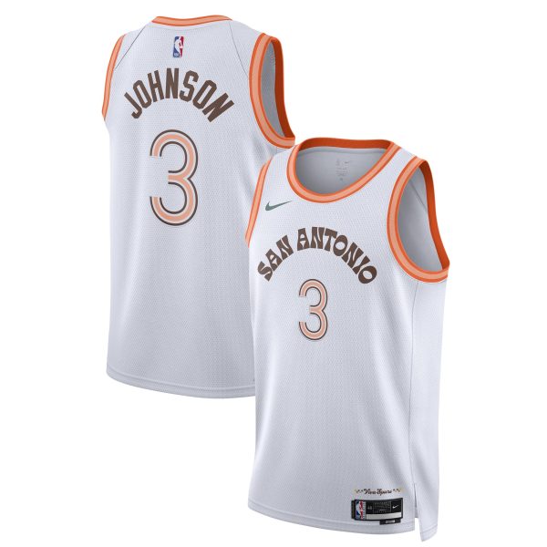 San Antonio Spurs unisex san antonio spurs keldon johnson nike white 202324 swingman jersey – city edition Collection | Official Spurs Store