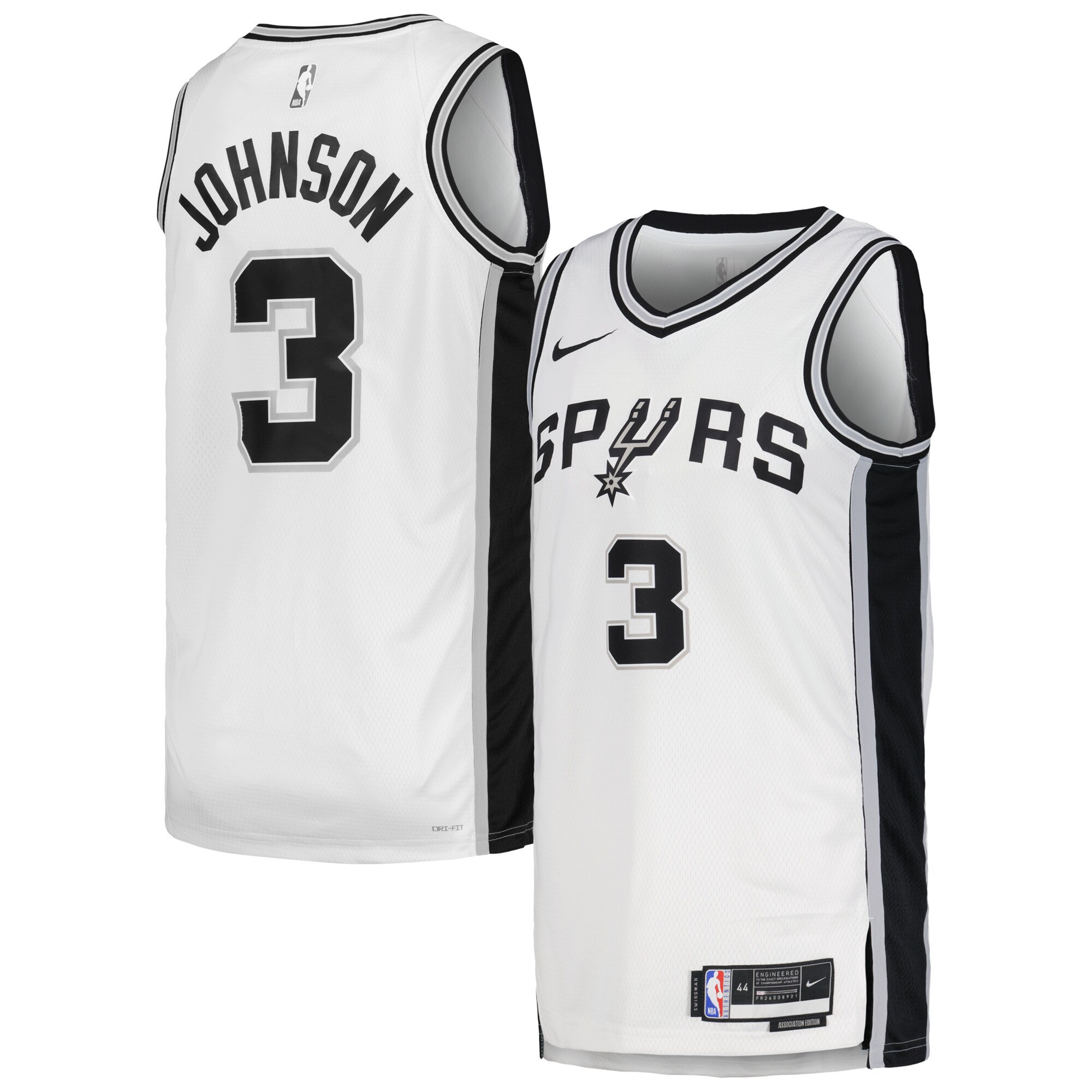 San Antonio Spurs unisex san antonio spurs keldon johnson nike white swingman jersey – association edition Collection | Official Spurs Store