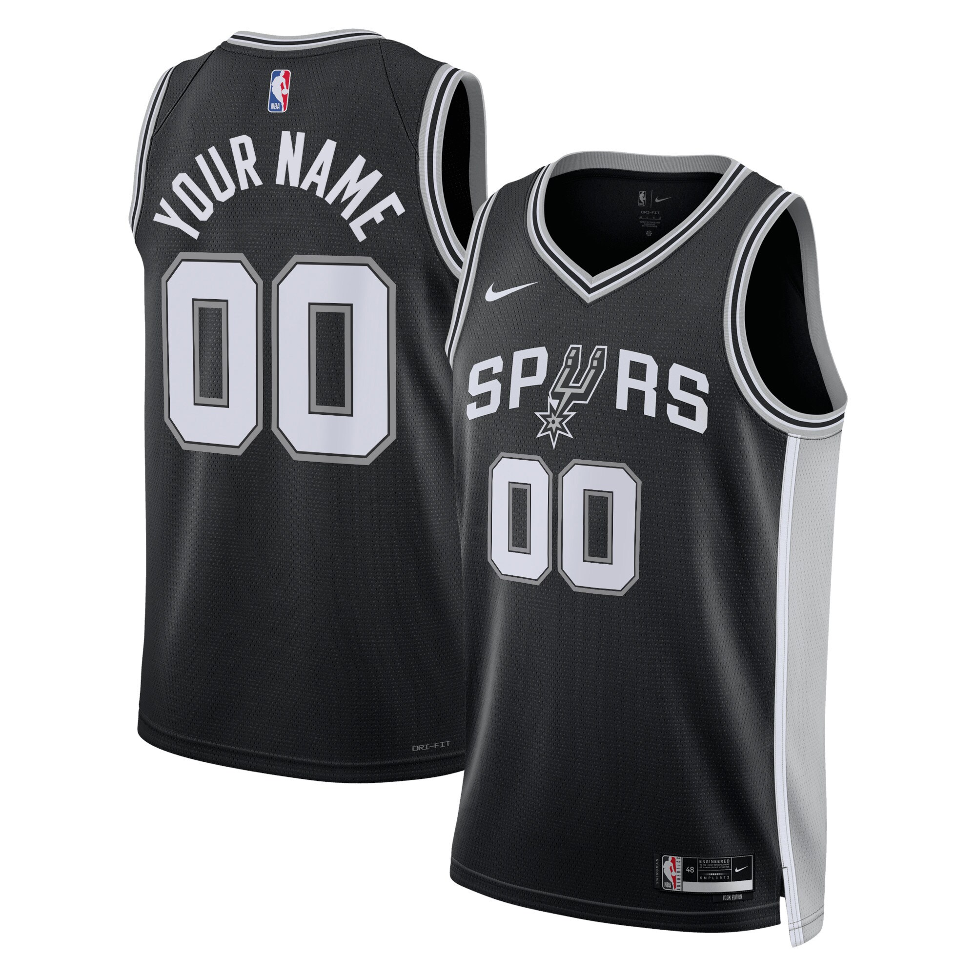 San Antonio Spurs unisex san antonio spurs nike black swingman custom jersey – icon edition Collection | Official Spurs Store