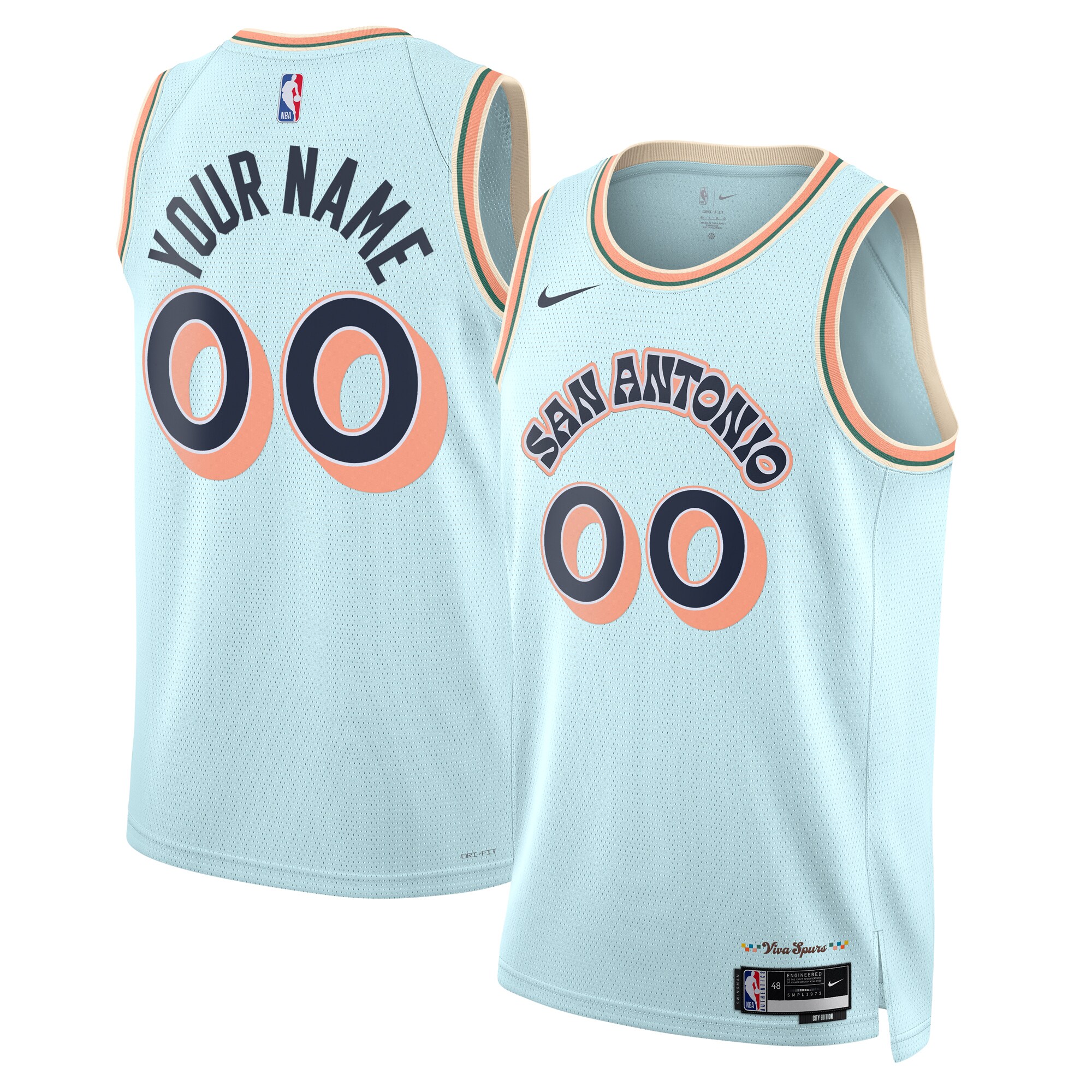 San Antonio Spurs unisex san antonio spurs nike light blue 202425 custom swingman jersey – city edition Collection | Official Spurs Store