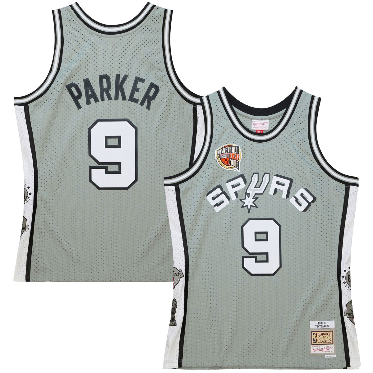 San Antonio Spurs unisex san antonio spurs tony parker mitchell  ness gray hall of fame class of 2023 throwback swingman jersey Collection | Official Spurs Store