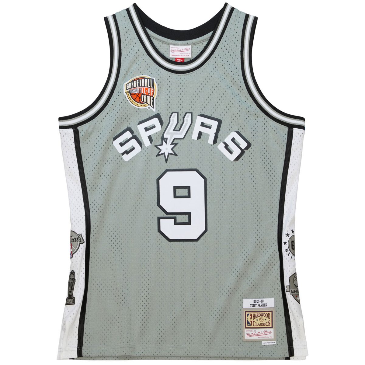 San Antonio Spurs unisex san antonio spurs tony parker mitchell  ness gray hall of fame class of 2023 throwback swingman jersey Collection | Official Spurs Store
