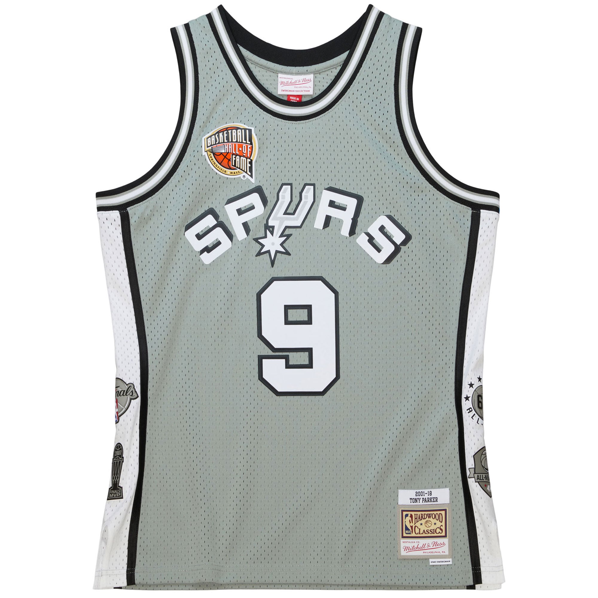 San Antonio Spurs unisex san antonio spurs tony parker mitchell  ness gray hall of fame class of 2023 throwback swingman jersey Collection | Official Spurs Store