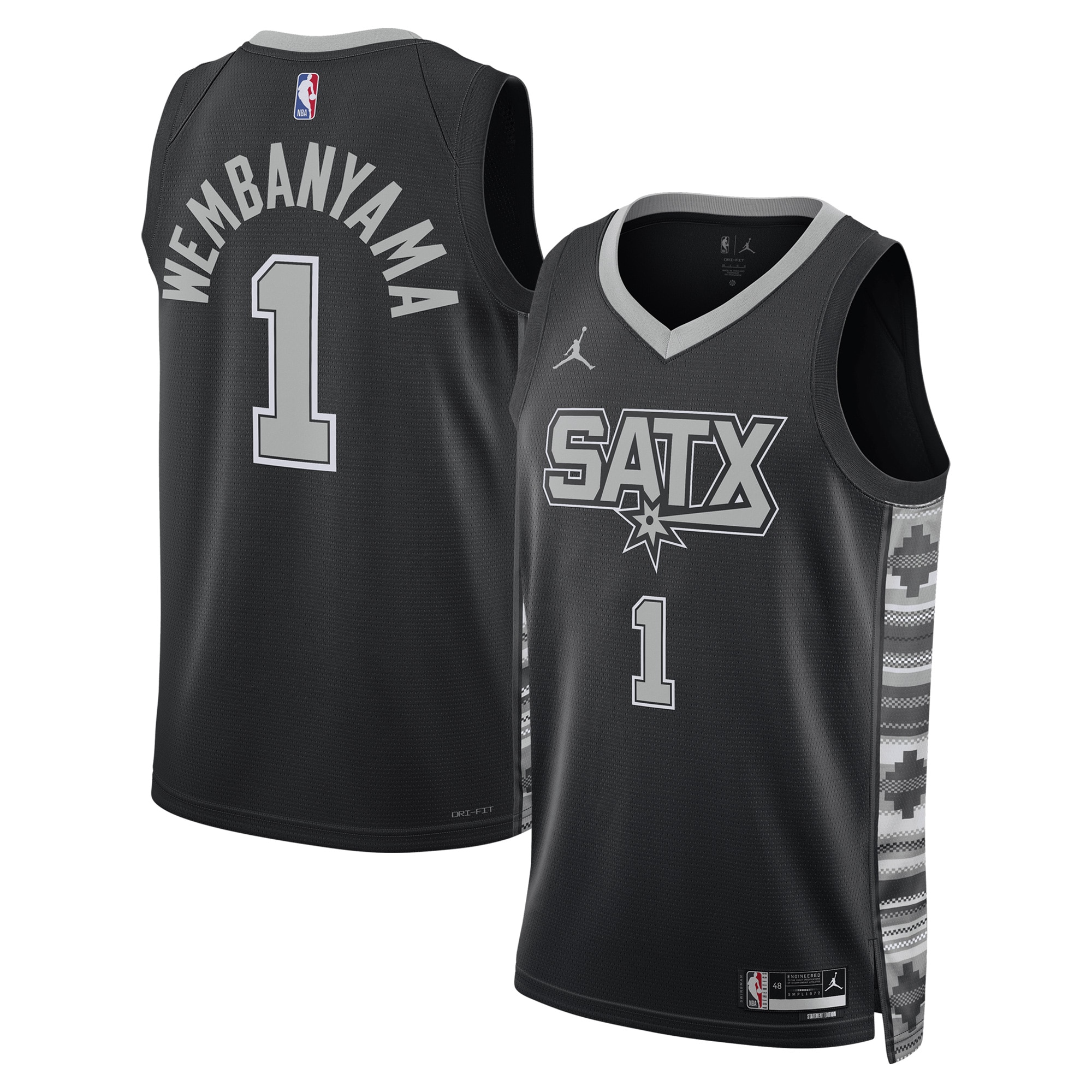 San Antonio Spurs unisex san antonio spurs victor wembanyama jordan brand black swingman jersey – statement edition Collection | Official Spurs Store