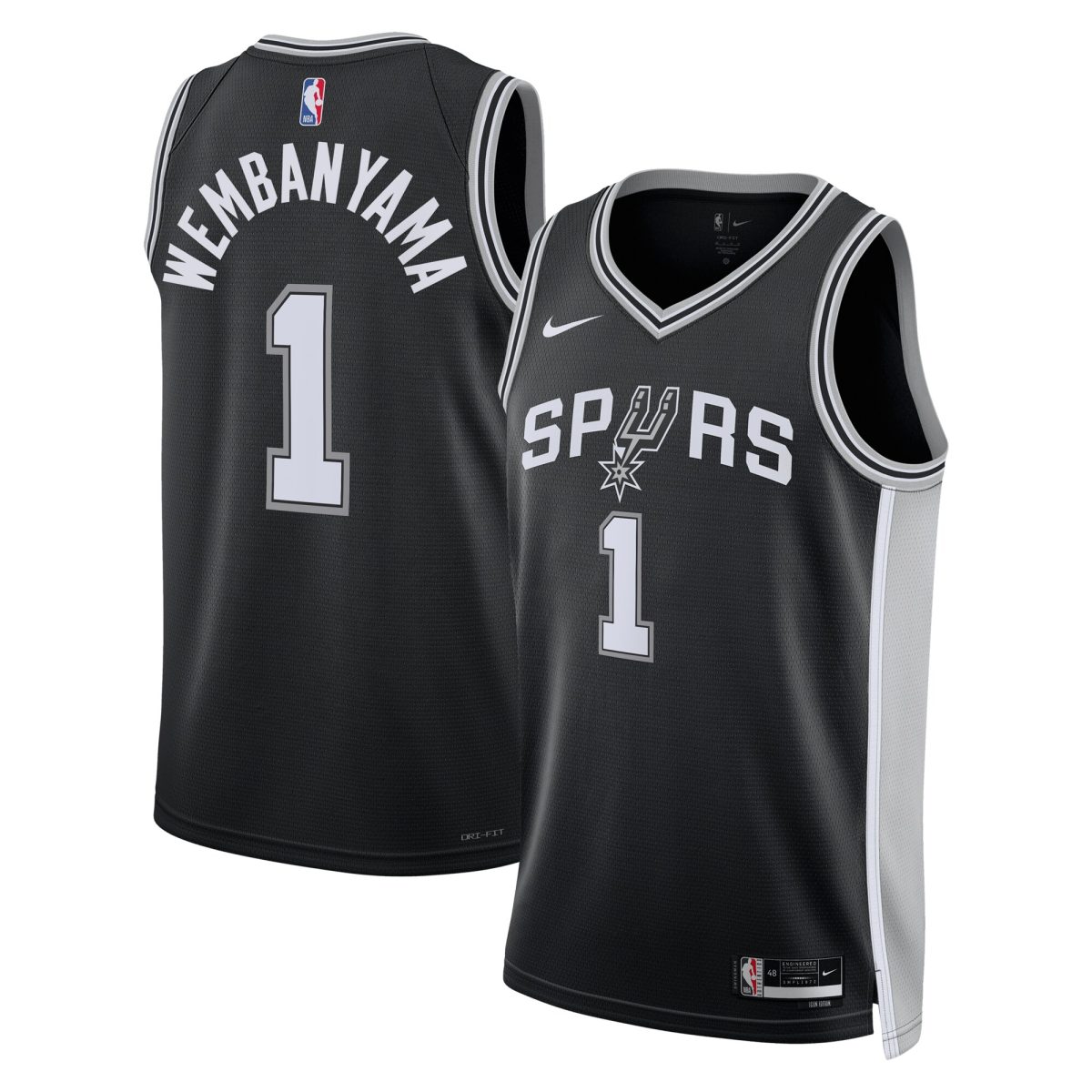 San Antonio Spurs unisex san antonio spurs victor wembanyama nike black 2023 nba draft first round pick swingman jersey – icon edition Collection | Official Spurs Store