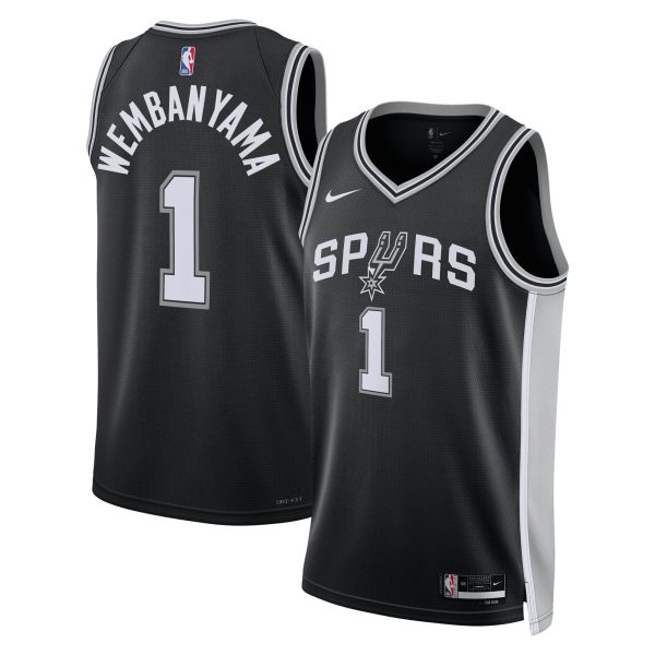 San Antonio Spurs unisex san antonio spurs victor wembanyama nike black 2023 nba draft first round pick swingman jersey – icon edition Collection | Official Spurs Store