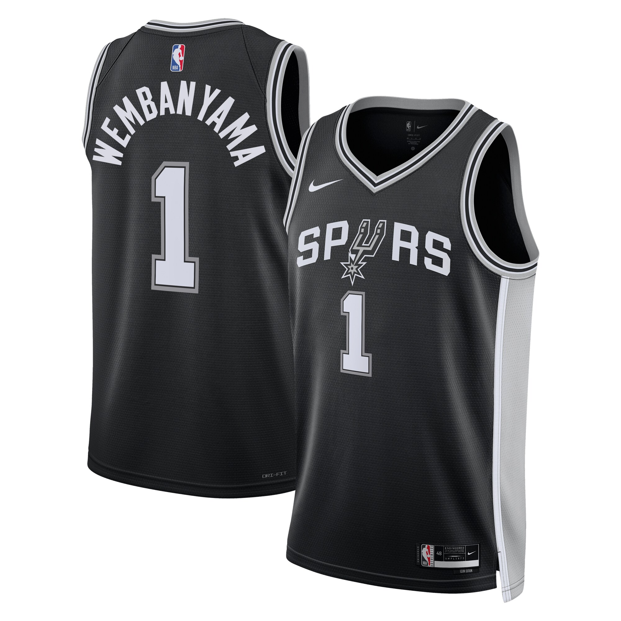 San Antonio Spurs unisex san antonio spurs victor wembanyama nike black 2023 nba draft first round pick swingman jersey – icon edition Collection | Official Spurs Store