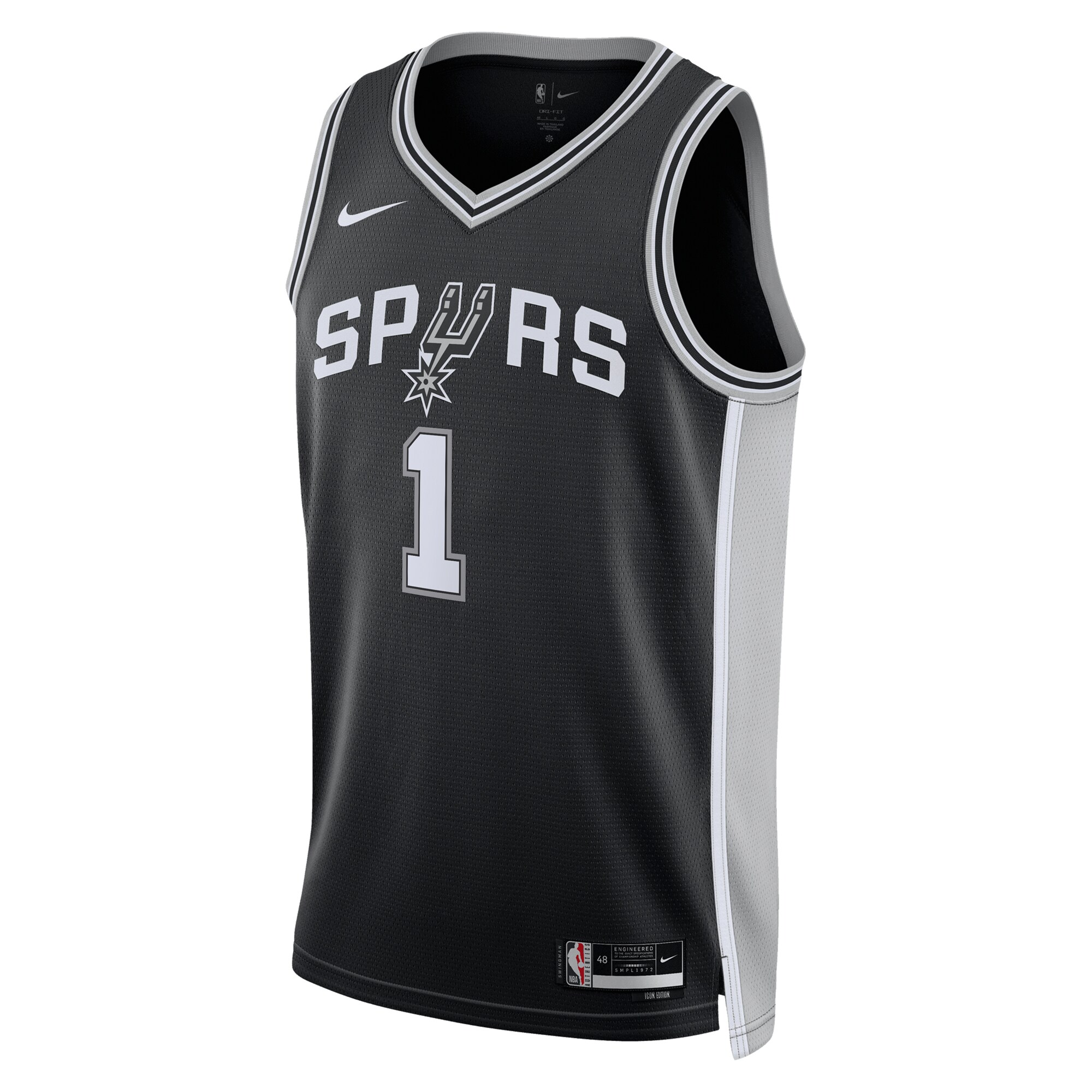 San Antonio Spurs unisex san antonio spurs victor wembanyama nike black 2023 nba draft first round pick swingman jersey – icon edition Collection | Official Spurs Store