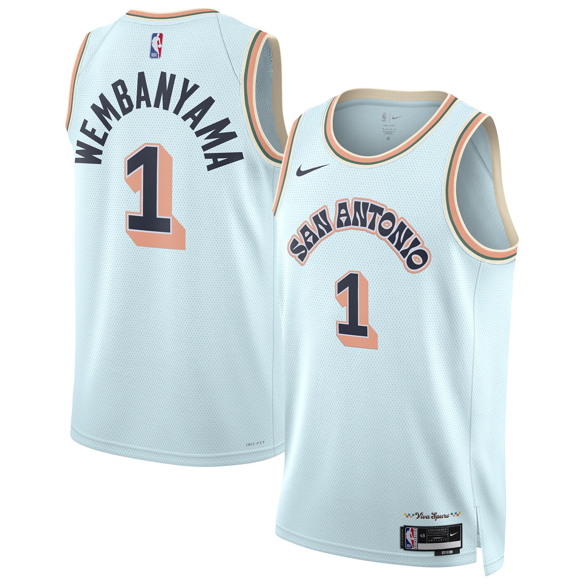 San Antonio Spurs unisex san antonio spurs victor wembanyama nike light blue 202425 swingman player jersey – city edition Collection | Official Spurs Store