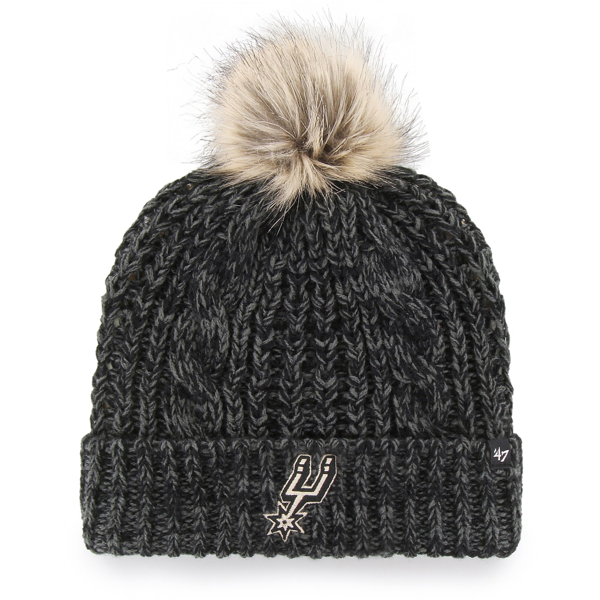 San Antonio Spurs womens san antonio spurs 47 black meeko cuffed knit hat with pom Collection | Official Spurs Store