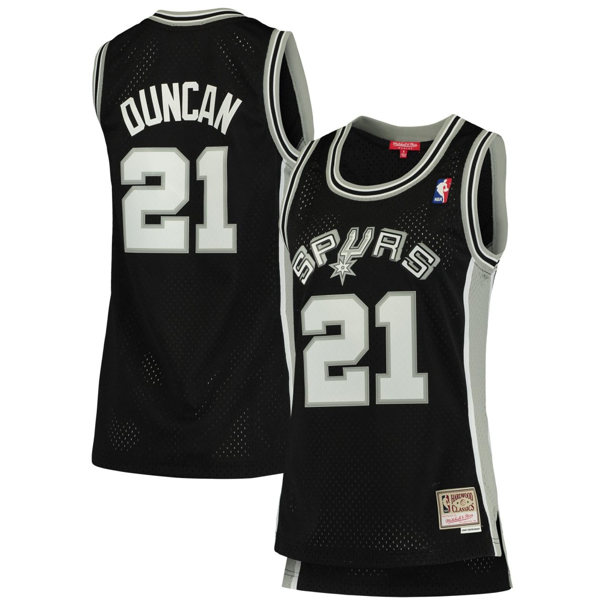 San Antonio Spurs womens san antonio spurs tim duncan mitchell  ness black 199899 hardwood classics swingman jersey Collection | Official Spurs Store