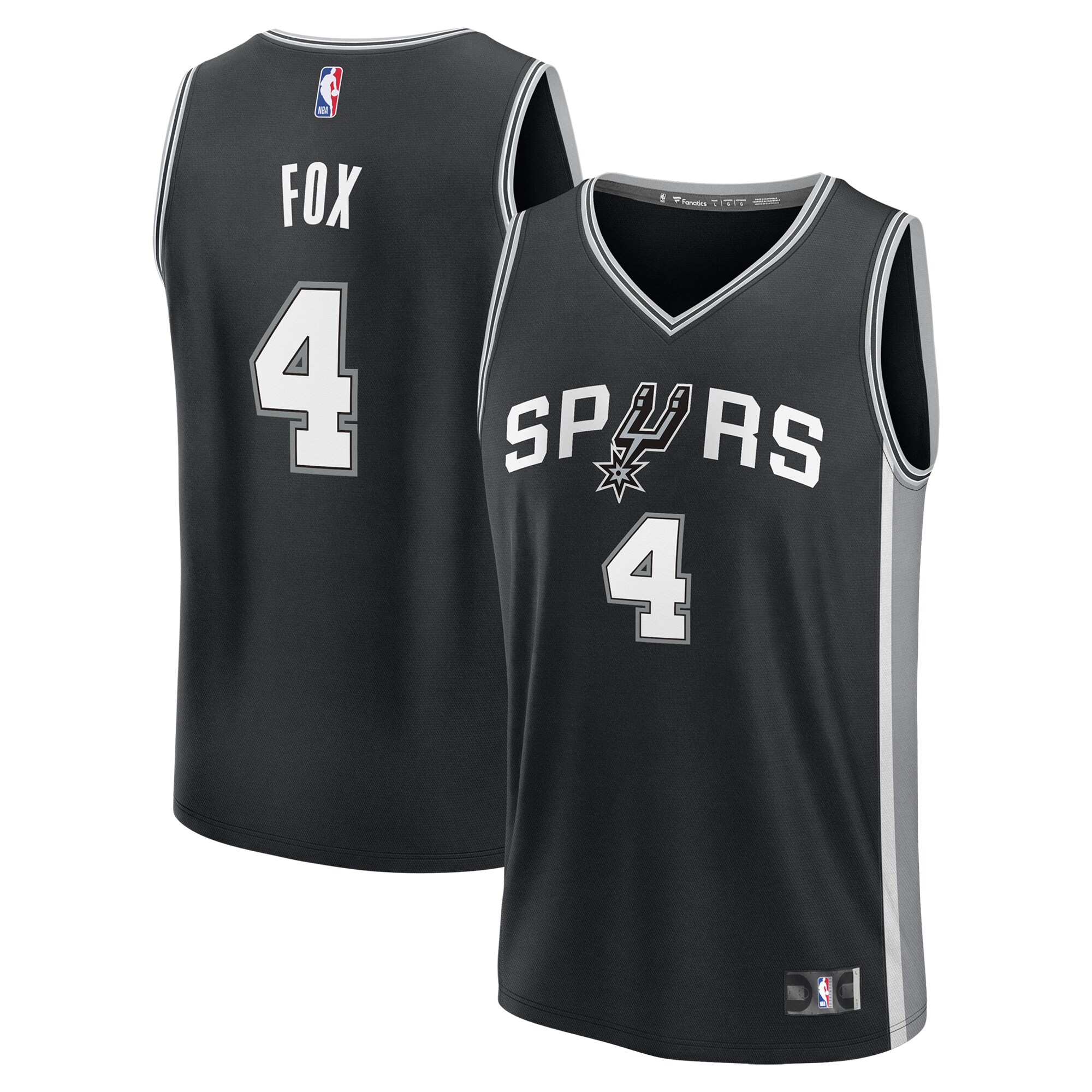 San Antonio Spurs youth san antonio spurs deaaron fox fanatics black fast break replica player jersey – icon edition Collection | Official Spurs Store