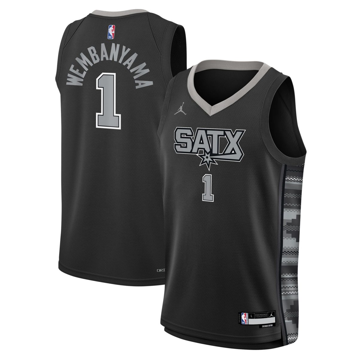 San Antonio Spurs youth san antonio spurs victor wembanyama jordan brand black swingman jersey – statement edition Collection | Official Spurs Store