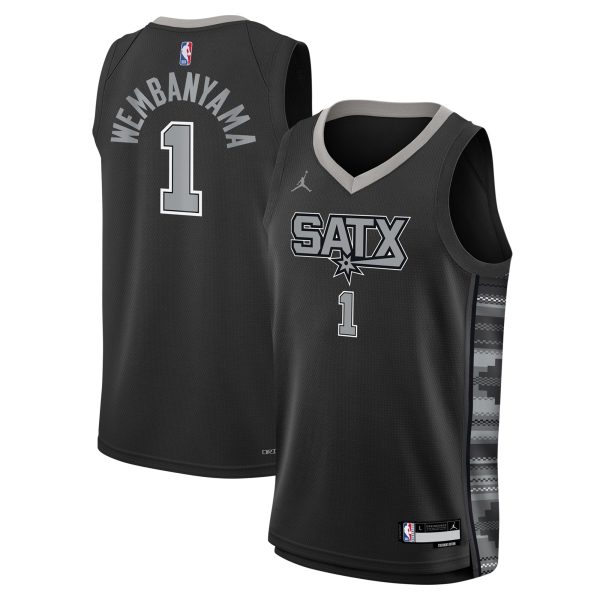 San Antonio Spurs youth san antonio spurs victor wembanyama jordan brand black swingman jersey – statement edition Collection | Official Spurs Store