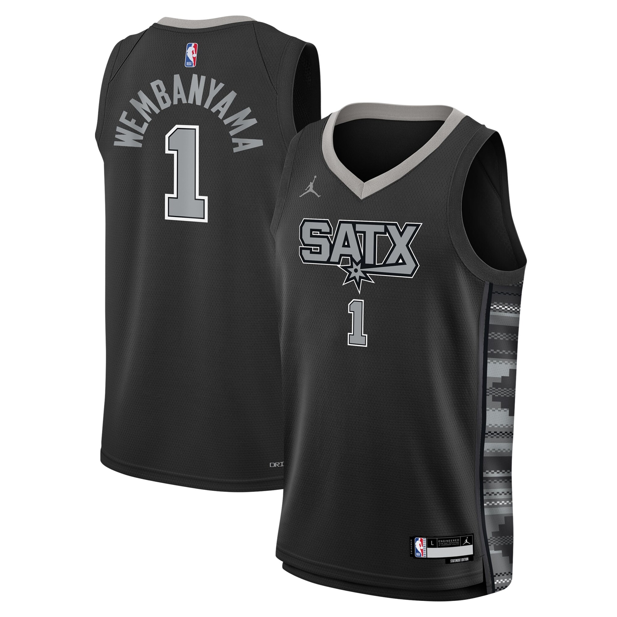 San Antonio Spurs youth san antonio spurs victor wembanyama jordan brand black swingman jersey – statement edition Collection | Official Spurs Store