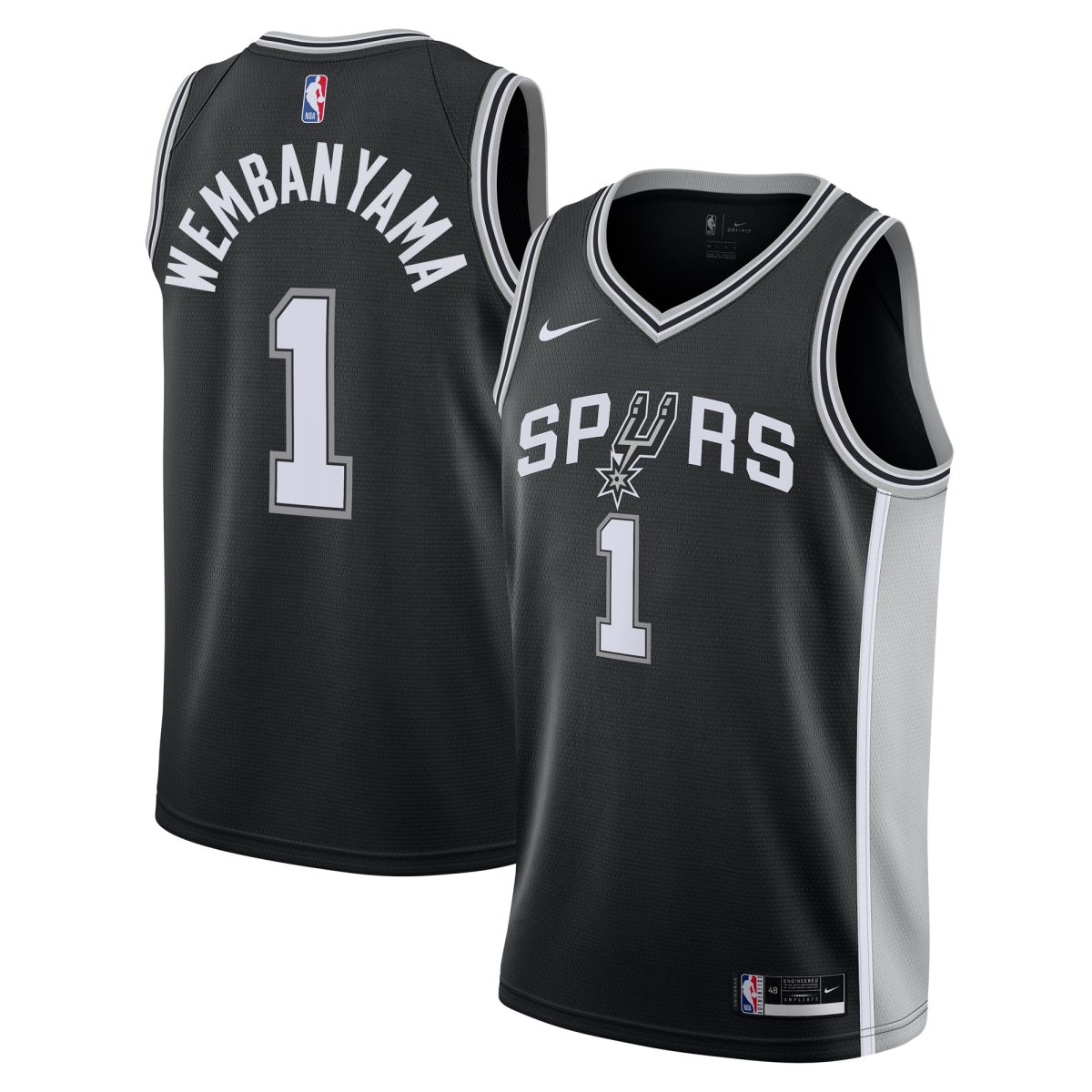 San Antonio Spurs youth san antonio spurs victor wembanyama nike black swingman jersey – icon edition Collection | Official Spurs Store