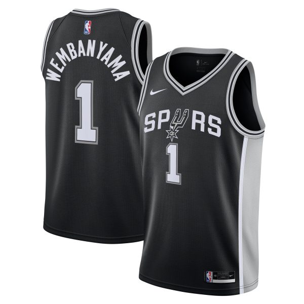 San Antonio Spurs youth san antonio spurs victor wembanyama nike black swingman jersey – icon edition Collection | Official Spurs Store