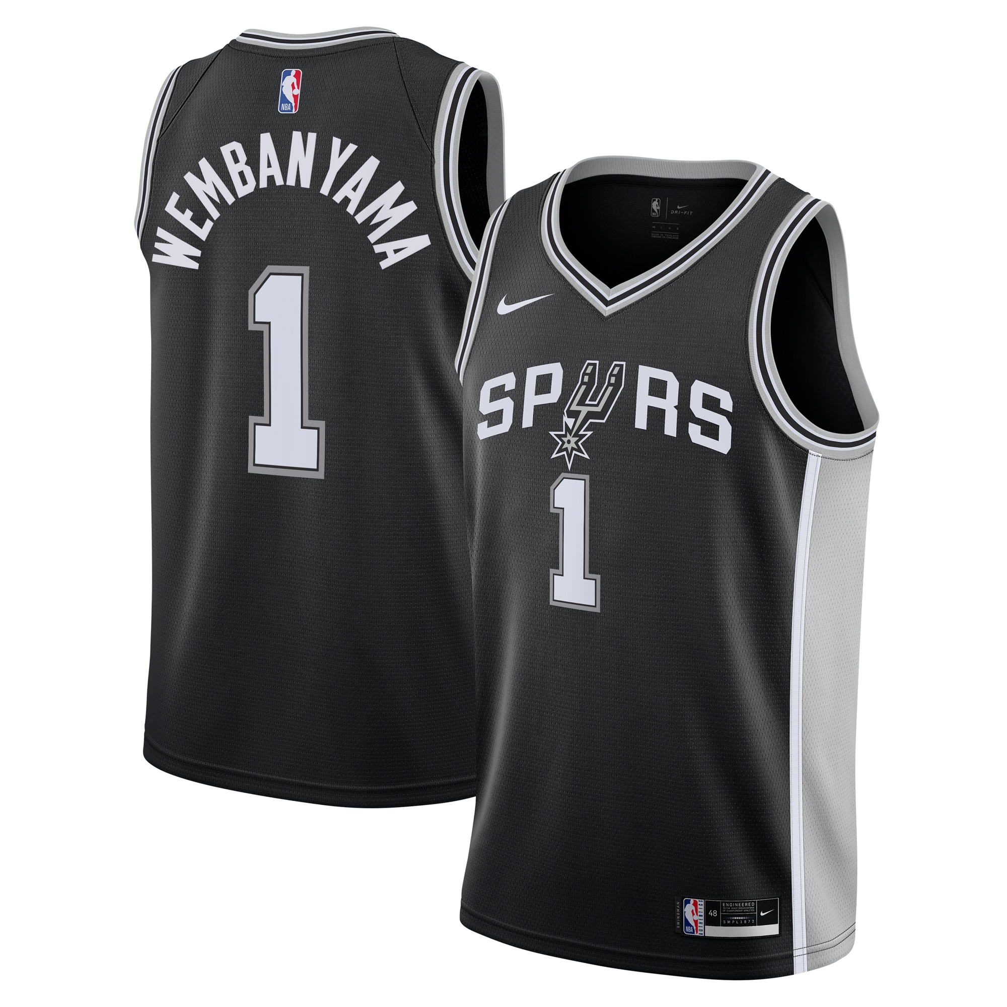 San Antonio Spurs youth san antonio spurs victor wembanyama nike black swingman jersey – icon edition Collection | Official Spurs Store